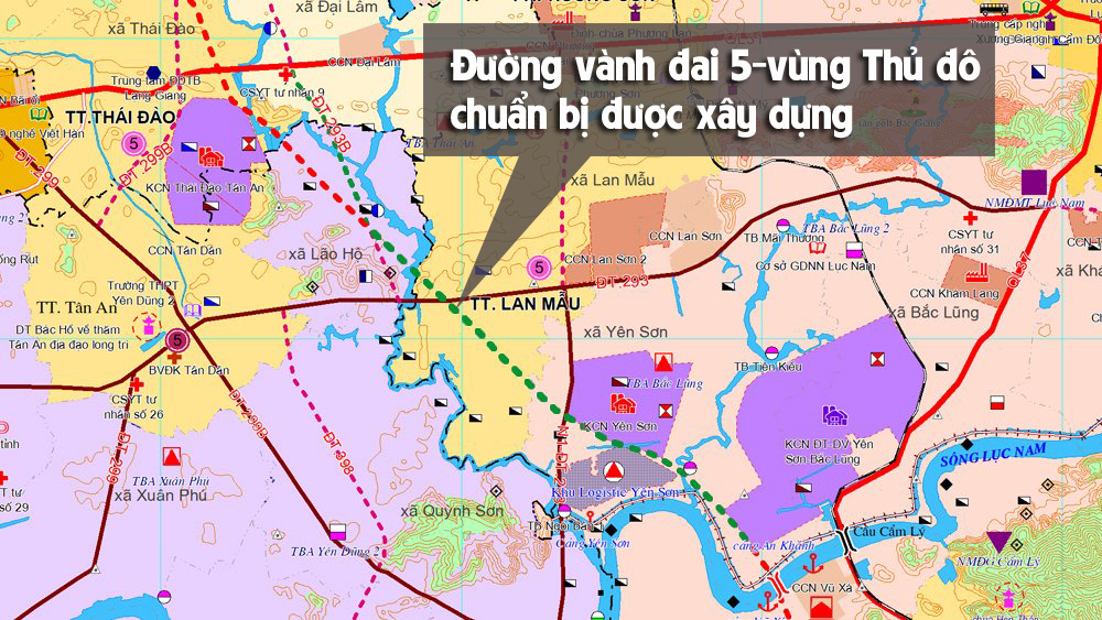 Bản đồ đường vành đai 5 qua Bắc Giang có hiển thị đầy đủ các địa điểm, tuyến đường phụ và nút giao thông không?