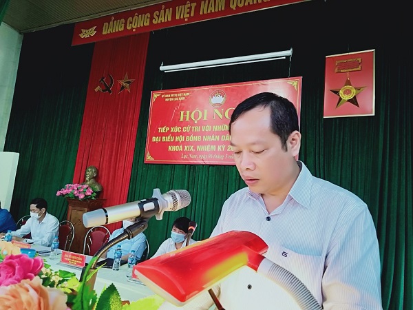 Ứng cử viên Đại biểu HĐND tỉnh tiếp xúc cử tri 4 xã Tứ Sơn tại Lục Nam
