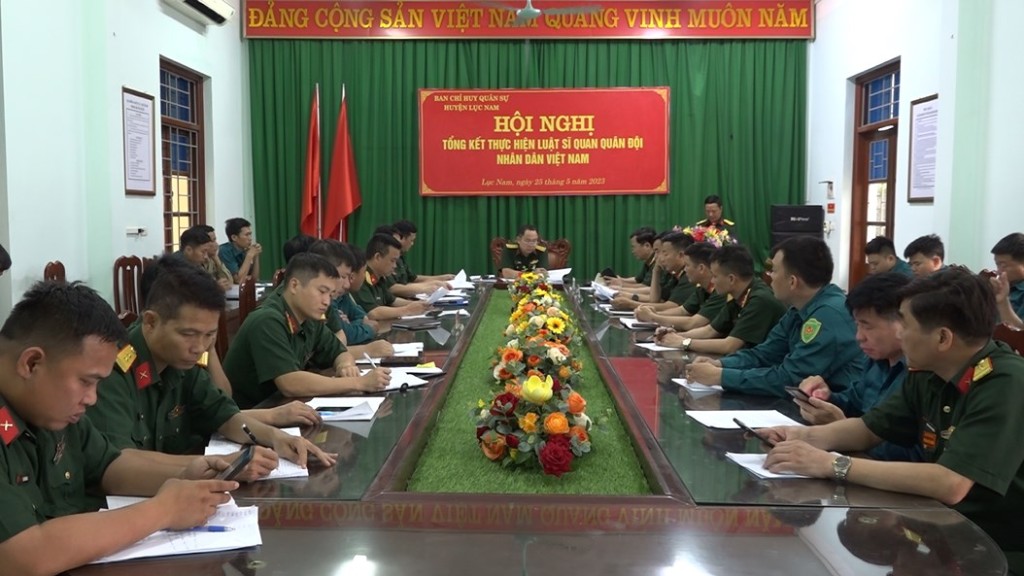 BCHQS huyện Lục Nam tổ chức hội nghị tổng kết thực hiện Luật Sĩ quan quân đội nhân dân Việt Nam